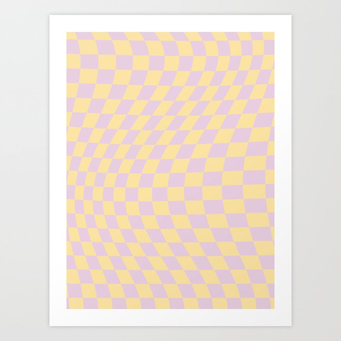 Check In Lilac And Yellow Art Print