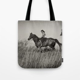 Girl Riding Horse Tote Bag