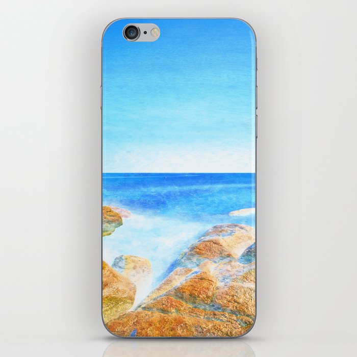 rock beach impressionism painted realistic scene iPhone Skin