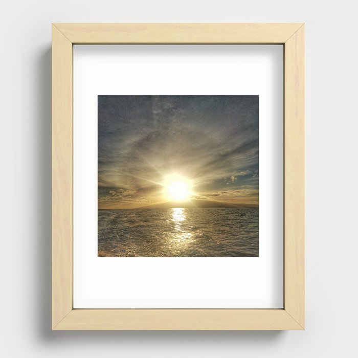 Sunset on Maui by boat Recessed Framed Print