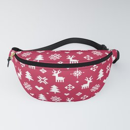 WINTER FOREST RED - PIXEL PATTERN Fanny Pack