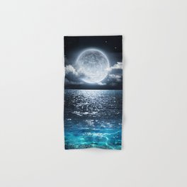Full Moon over Ocean Hand & Bath Towel