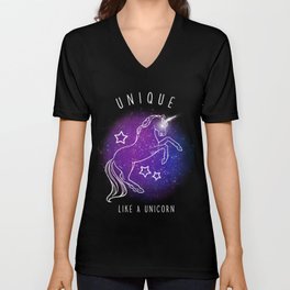 Unicorn In The Starry Night Sky V Neck T Shirt
