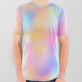 Pretty Holographic Glitter Rainbow All Over Graphic Tee