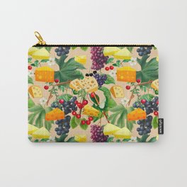 Cheese, fruits, vine leaves ,cherries ,grapes pattern  Carry-All Pouch | Cheese, Countrylife, Wallart, Summer, Vineleaves, Vineyards, Grapes, Cherries, Homedecor, Flowers 