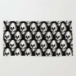 Woman with Skull Reflection In Mirror  Beach Towel
