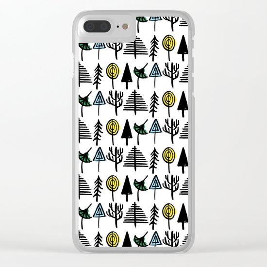 Hand drawn tree pattern Clear iPhone Case