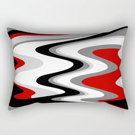Mid Century Modern Liquid Waves // Red, Gray, Black and White Rectangular Pillow