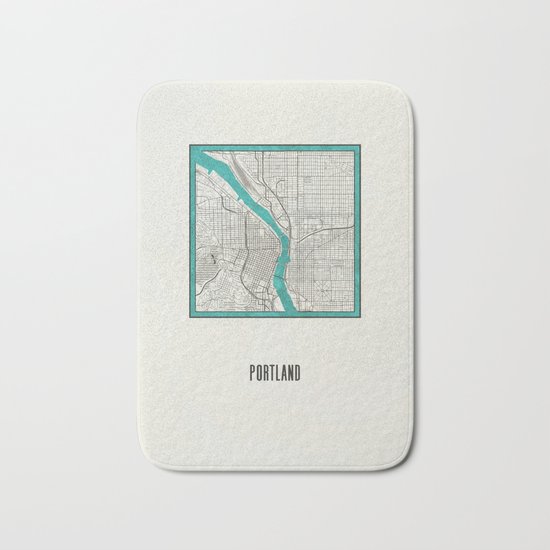Portland Metallic Inlay Map Bath Mat