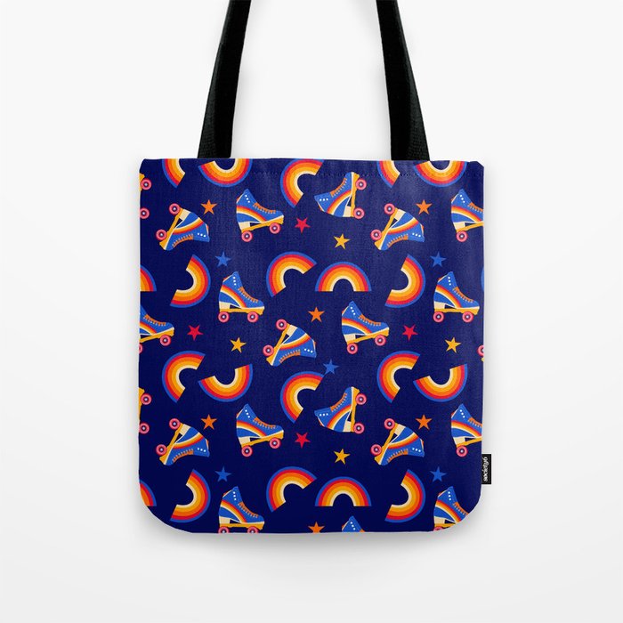 Colorful Roller Skates and Star Shapes Fun Pattern Tote Bag