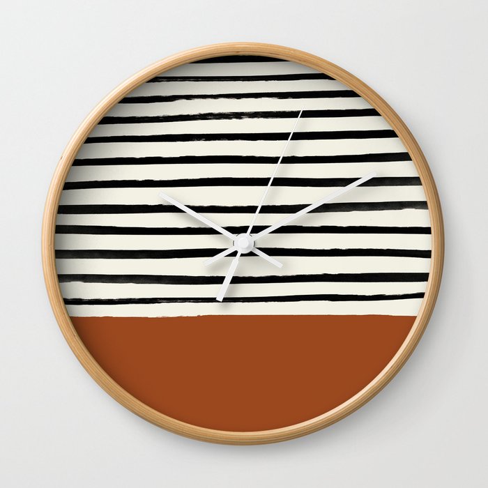 Burnt Orange x Stripes Wall Clock