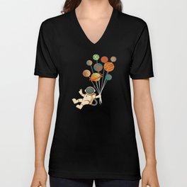 Moon Planet Astronaut Space V Neck T Shirt