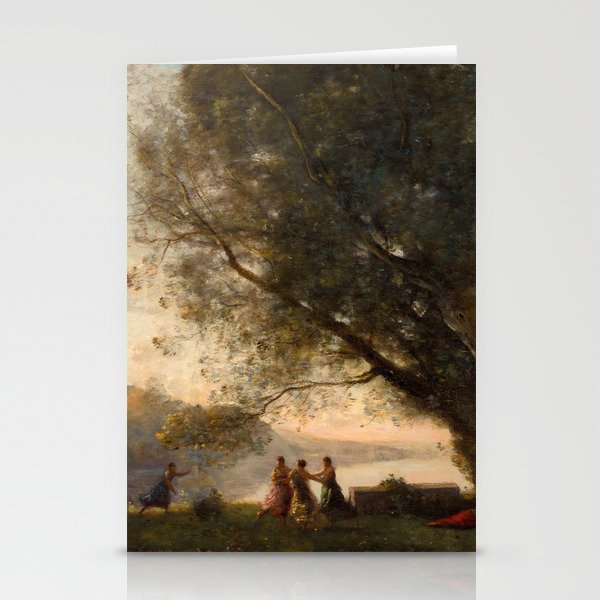  Dance under the Trees at the Edge of the Lake, 1865-1870 by Jean-Baptiste-Camille Corot Stationery Cards