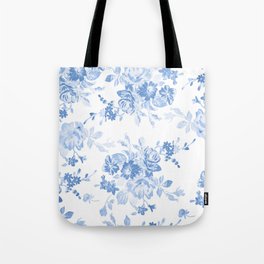 Modern navy blue white watercolor elegant floral Tote Bag