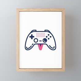 Cute gamepad showing a pink tongue. Game design Framed Mini Art Print