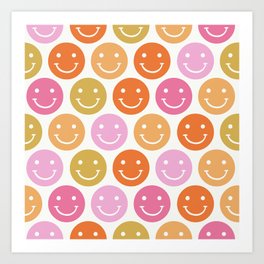 Rainbow Groovy Smiles Pattern Art Print