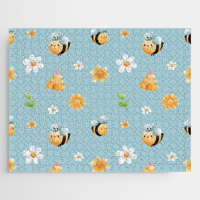 Buzzy Bee in Teal Jigsaw Puzzle