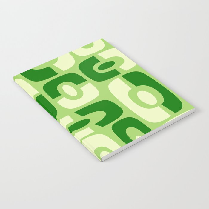 Colorful Mid-Century Modern Cosmic Abstract 392 Yellow and Green Notebook