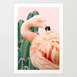 Flamingo & Cactus #society6 #decor #buyart Art Print