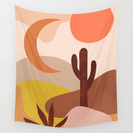 Desert Geometric Landscape Cactus Sunset Southwestern Abstract Print Wall Tapestry