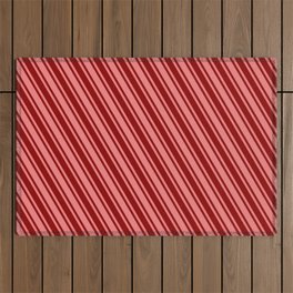 [ Thumbnail: Light Coral & Dark Red Colored Lines Pattern Outdoor Rug ]
