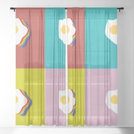 Rainbow fried egg patchwork 2 Sheer Curtain
