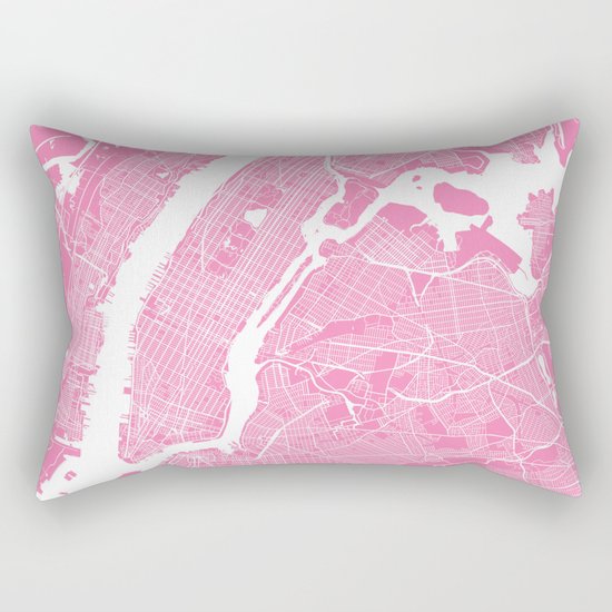 New York map pink Rectangular Pillow