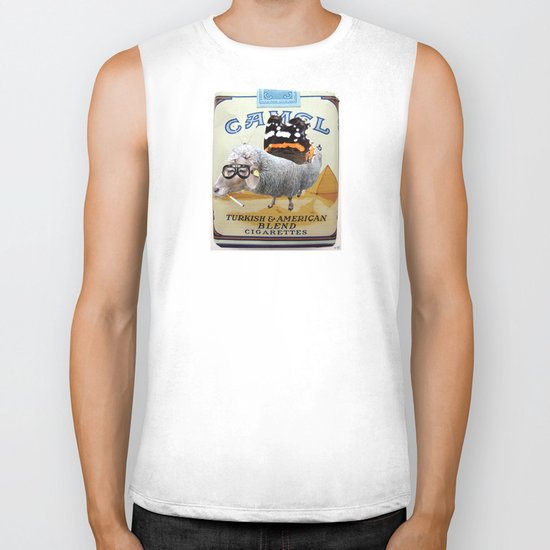Sheep smoking... Biker Tank