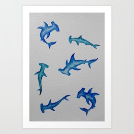 galaxy hammerhead sharks Art Print