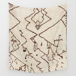 Brown Abstract Antique Moroccan Rug Print Wall Tapestry