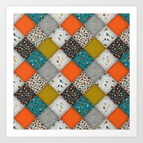 bird love diamonds Art Print