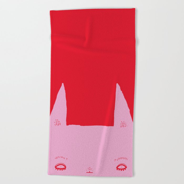 rabbit very determined (pink) Beach Towel