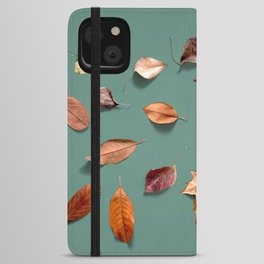 Forest Leaves Minimalism on Green iPhone Wallet Case