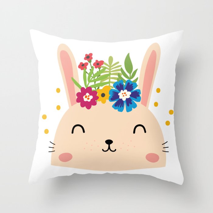 Cute Face Bunny Easter Day Gif Kids S Women Throw Pillow By Bunny Easter Day Gif Kids S Women