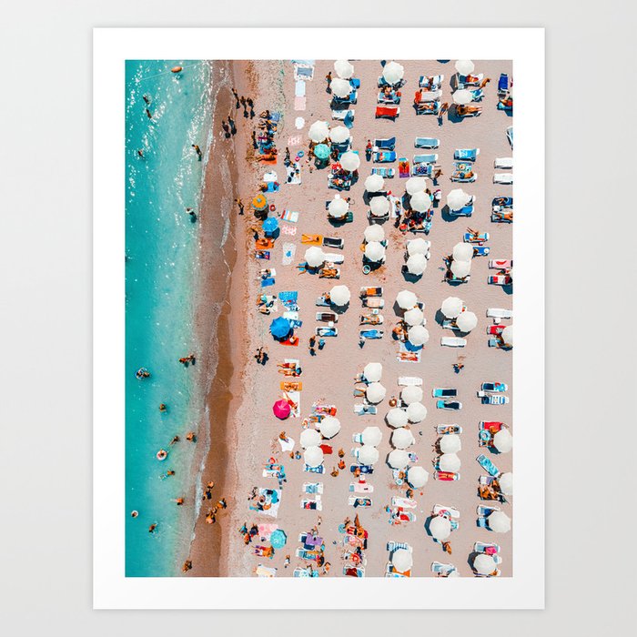 Aerial Beach Art Print, Aerial Coastal Beach Print, Beach Aerial Print