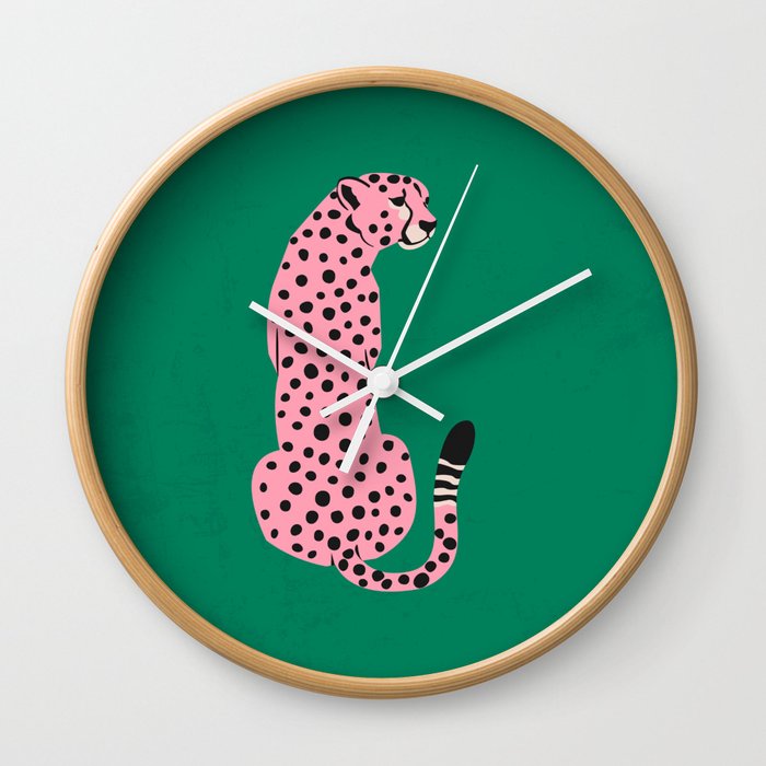 The Stare: Pink Cheetah Edition Wall Clock