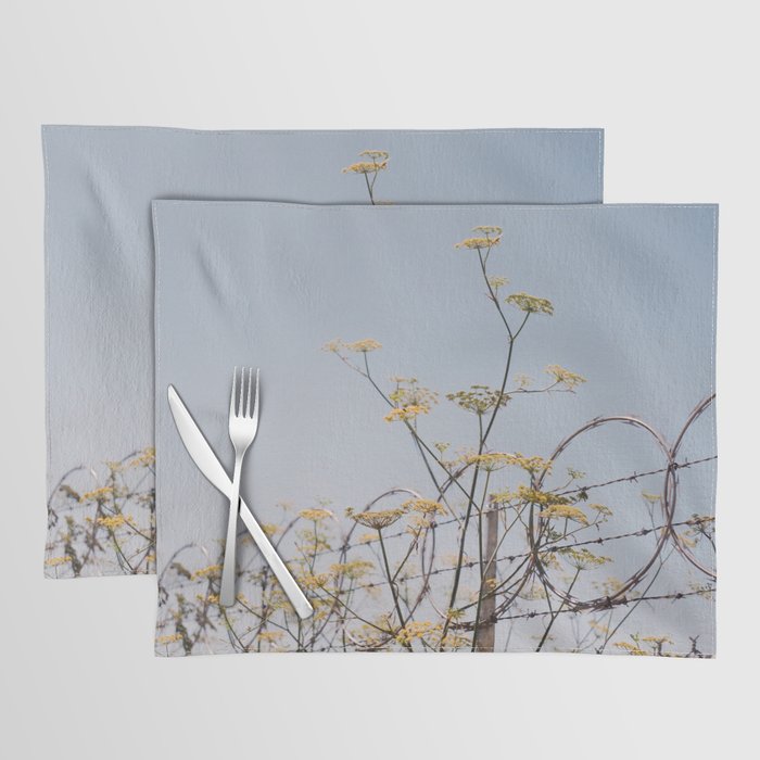 Yellow Flowers on Barbed Wire Placemat