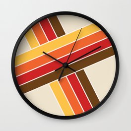 Colorful retro diagonal stripes Wall Clock