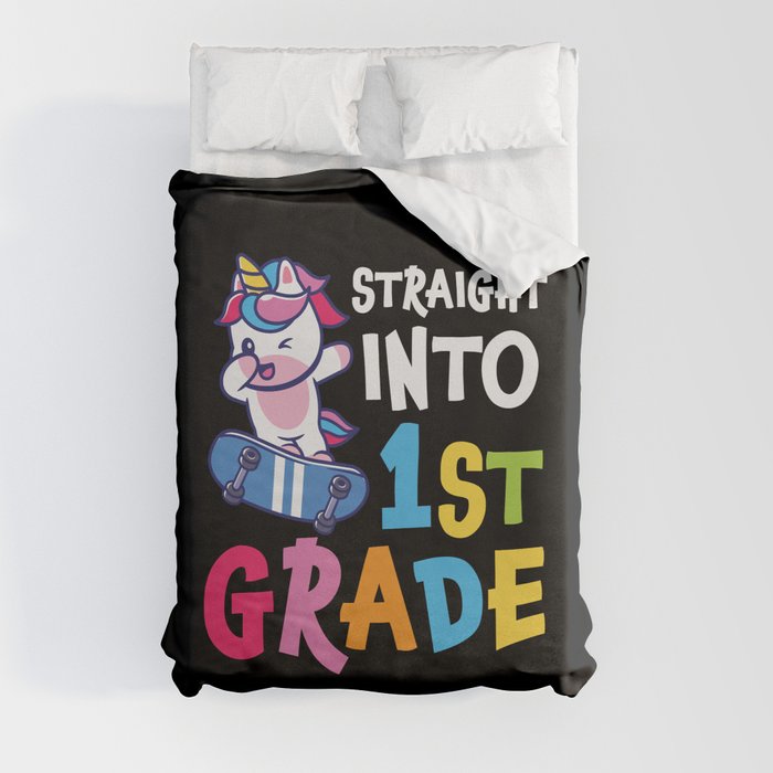 Straight Into 1st Grade Dabbing Unicorn Duvet Cover