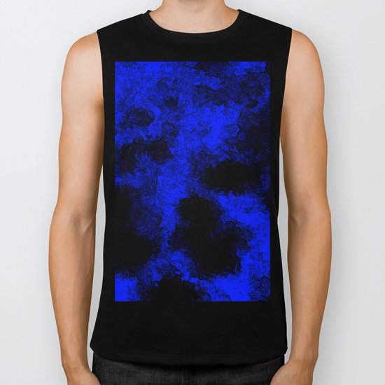 Blue neon and black modern decorative abstract design Biker Tank