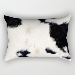 Scandinavian Modern Cowhide Spotted Black White Rectangular Pillow