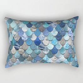 Mermaid Art, Ocean Blue Pattern Rectangular Pillow