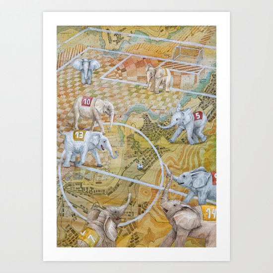 Elephant Football Art Print