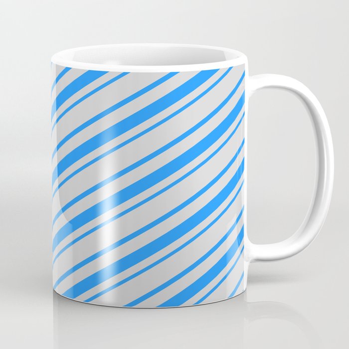 Light Gray & Blue Colored Lined Pattern Coffee Mug