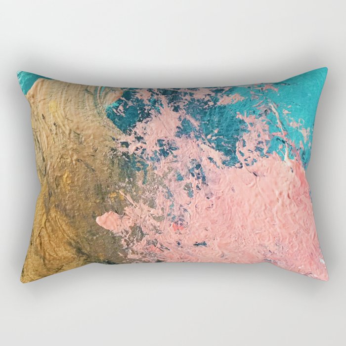 Coral Reef [1]: colorful abstract in blue, teal, gold, and pink Rectangular Pillow