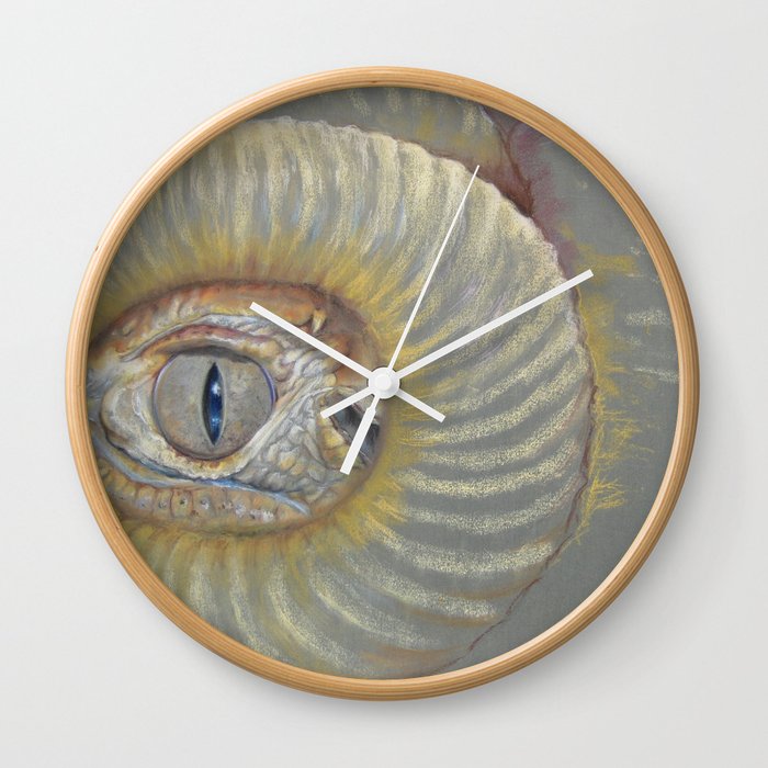 Scary Dragon Eye Weird Reptilian Monster Eye Surreal Pastel Drawing Fantasy Book Illustration Wall Clock By Canisart