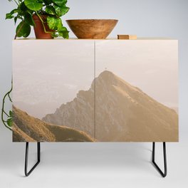 Green mountain peak in the warm morning light | Landscape Photography | Art Print Credenza