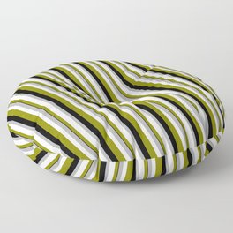 [ Thumbnail: Dark Gray, Mint Cream, Green & Black Colored Stripes/Lines Pattern Floor Pillow ]