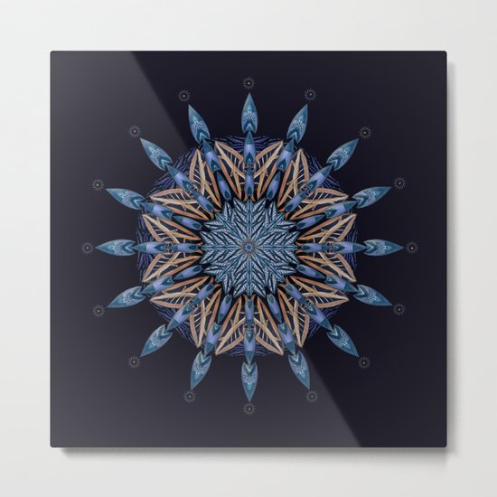 Sphinx Moth Pattern In Blue Metal Print