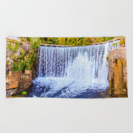 Monk's waterfall Beach Towel